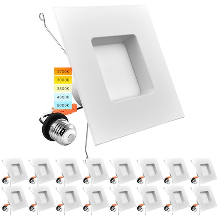 Luxrite 5"/6" Square LED Recessed Can Light 5 CCT 2700K-5000K 12.5W (90W Equivalent) 1100LM Dimmable 16-Pack LR23789-16PK